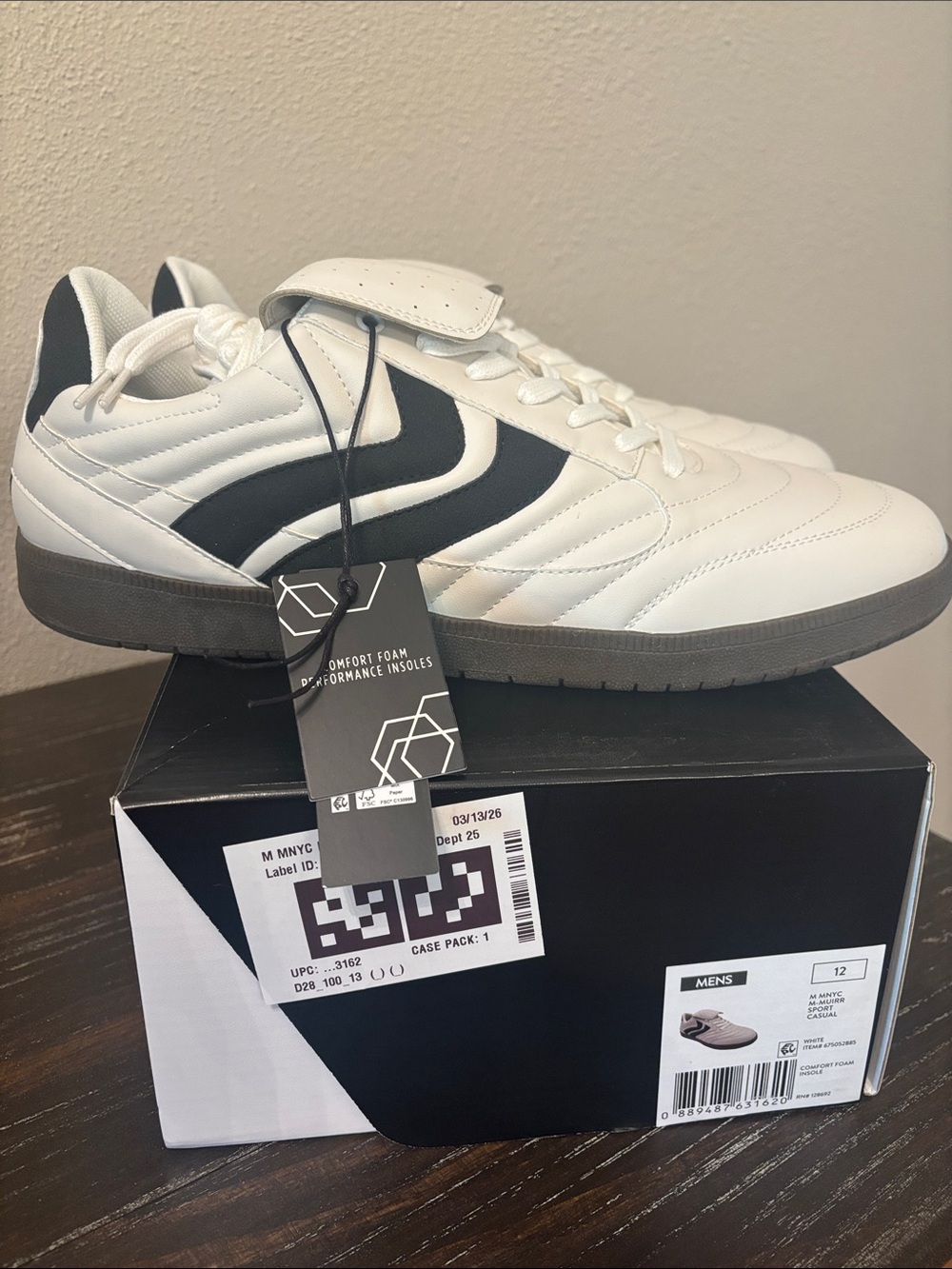 Men's Madden NYC  White Sneakers with Black Chevron Accent 12